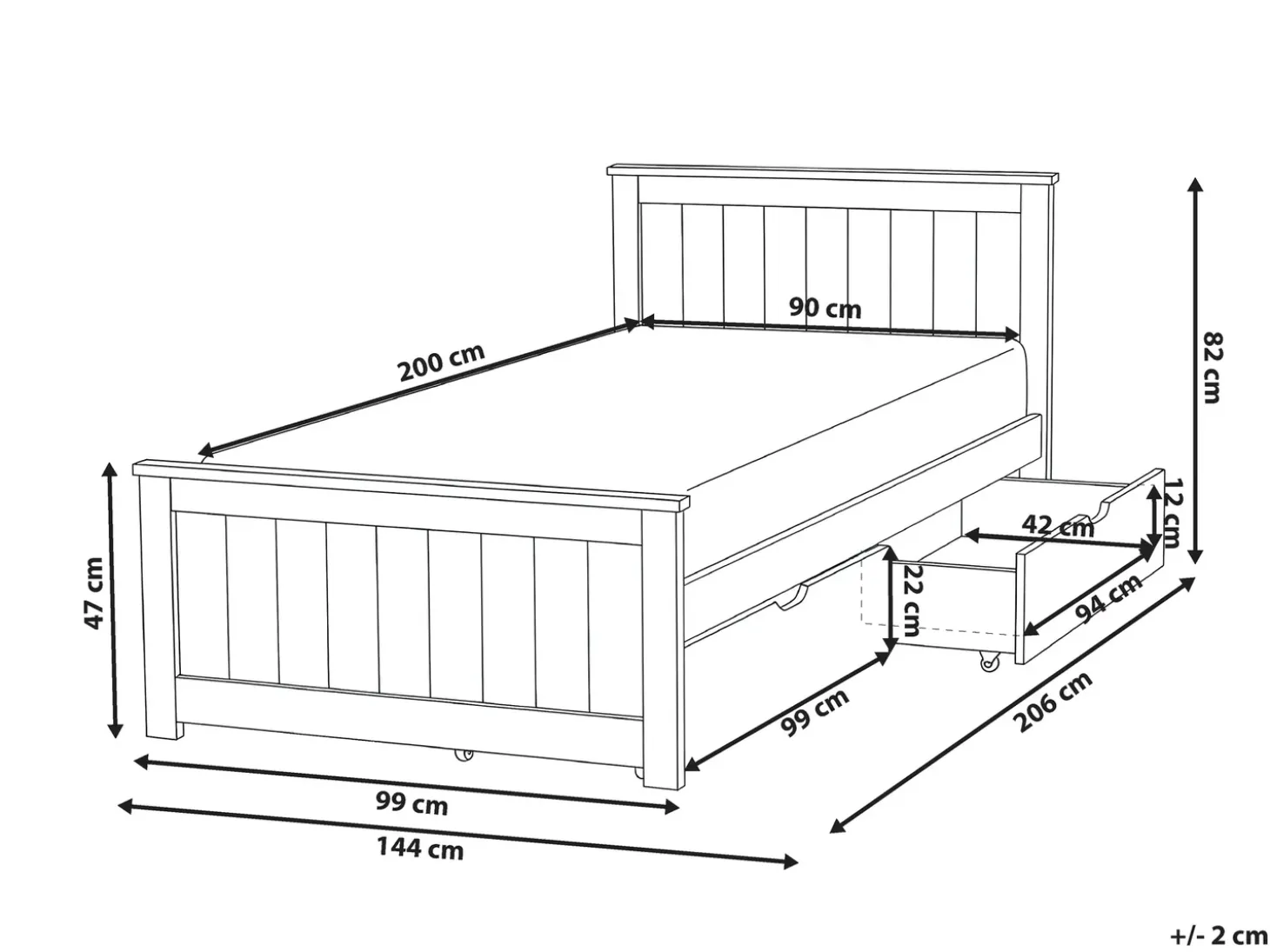 Hot SABRAN Drewno sosnowe 90 x 200 cm Dzieci Łóżka Z Pojemnikiem|Łóżka Pojedyncze