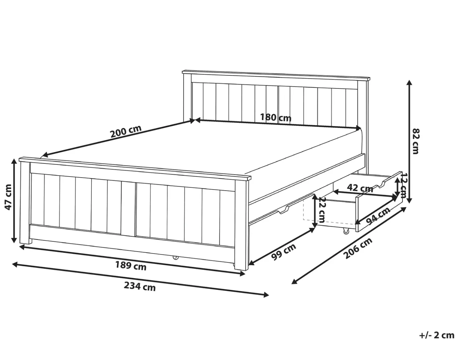 Clearance SABRAN Drewno sosnowe 180 x 200 cm Łóżka Podwójne|Łóżka Z Pojemnikiem