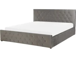 Łóżko z pojemnikiem AMIENS Welur 160 x 200 cm Łóżka Tapicerowane|Łóżka Podwójne
