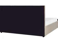 Clearance Łóżko z pojemnikiem AMIENS Welur Beżowoszary 180 x 200 cm Łóżka Tapicerowane|Łóżka Podwójne