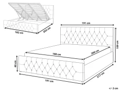 Clearance Łóżko z pojemnikiem AMIENS Welur Beżowoszary 180 x 200 cm Łóżka Tapicerowane|Łóżka Podwójne