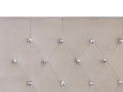 Clearance Łóżko z pojemnikiem AMIENS Welur Beżowoszary 180 x 200 cm Łóżka Tapicerowane|Łóżka Podwójne