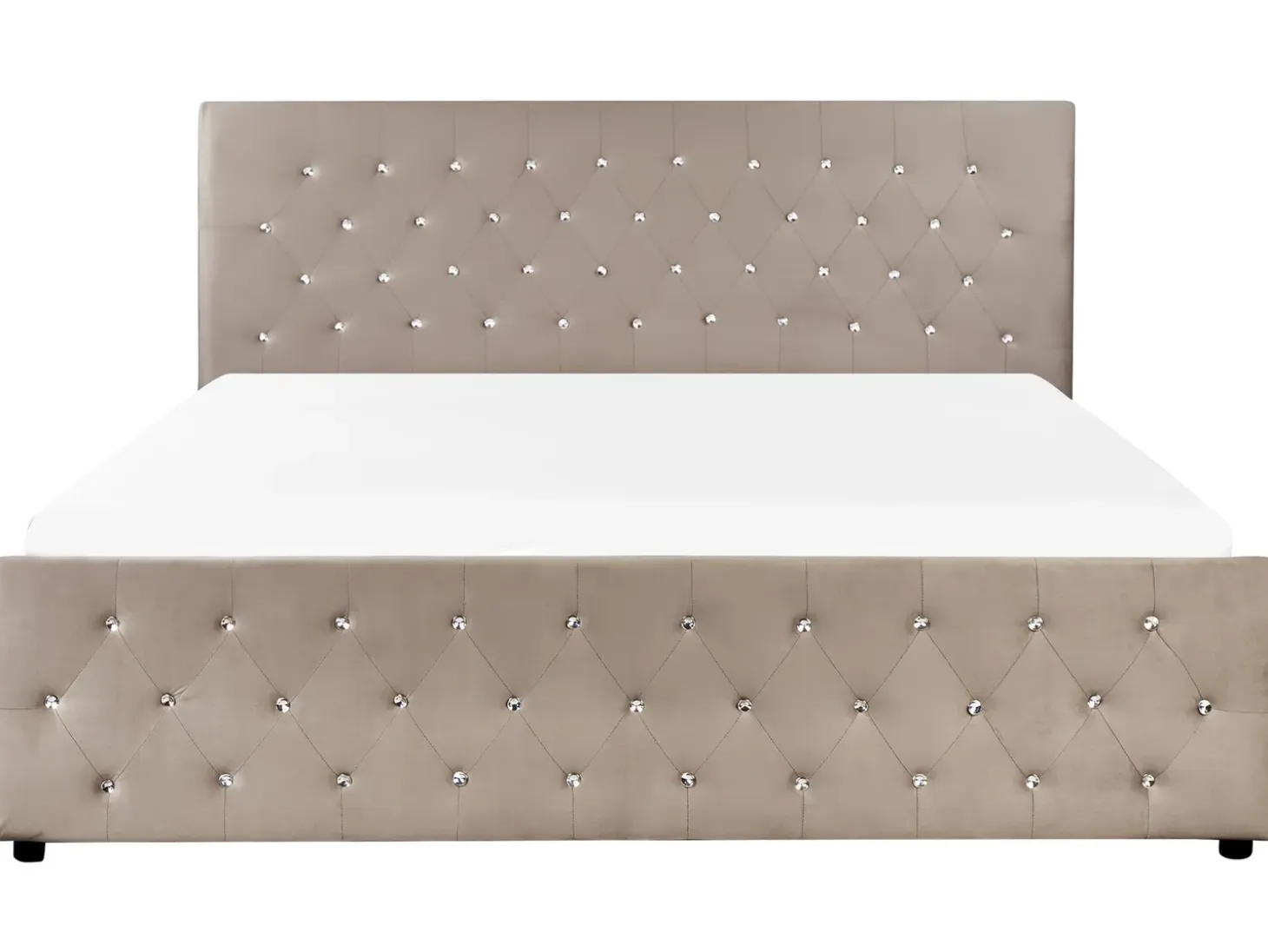 Clearance Łóżko z pojemnikiem AMIENS Welur Beżowoszary 180 x 200 cm Łóżka Tapicerowane|Łóżka Podwójne