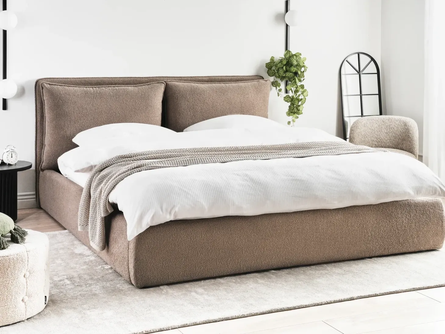 New BAJONNA Boucle 180 x 200 cm Łóżka Tapicerowane|Łóżka Podwójne