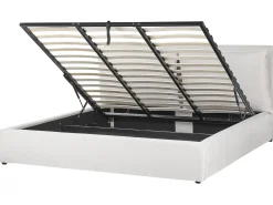 Sale BAJONNA Welur Złamana biel 180 x 200 cm Łóżka Tapicerowane|Łóżka Podwójne