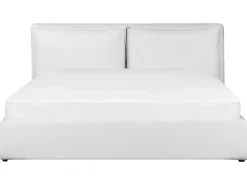 Sale BAJONNA Welur Złamana biel 180 x 200 cm Łóżka Tapicerowane|Łóżka Podwójne