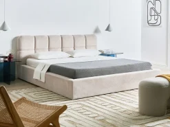 Outlet Łóżko z pojemnikiem BASTON Jasno 180 x 200 cm Łóżka Tapicerowane|Łóżka Podwójne