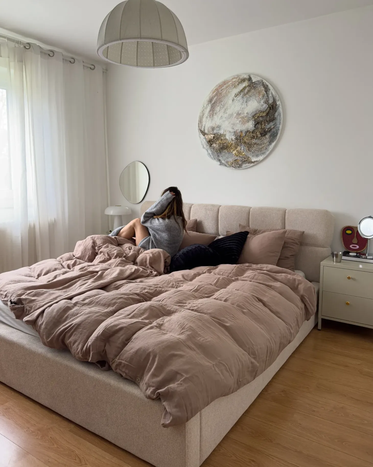 Outlet Łóżko z pojemnikiem BASTON Jasno 180 x 200 cm Łóżka Tapicerowane|Łóżka Podwójne