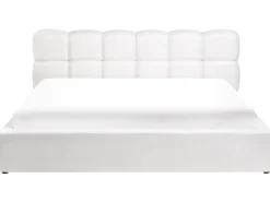 Clearance Łóżko z pojemnikiem BASTON Złamana biel 180 x 200 cm Łóżka Tapicerowane|Łóżka Podwójne