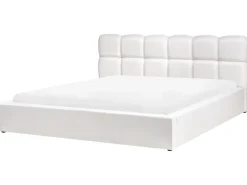 Clearance Łóżko z pojemnikiem BASTON Złamana biel 180 x 200 cm Łóżka Tapicerowane|Łóżka Podwójne