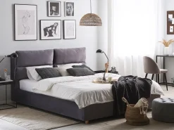 Outlet Łóżko z pojemnikiem BATILLY Welur 180 x 200 cm Łóżka Tapicerowane|Łóżka Podwójne