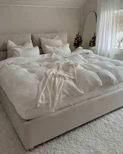 Outlet Łóżko z pojemnikiem BATILLY Welur Jasno 180 x 200 cm Łóżka Tapicerowane|Łóżka Podwójne