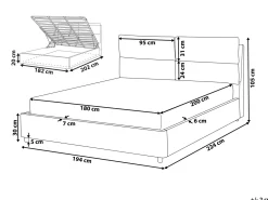 Outlet Łóżko z pojemnikiem BATILLY Welur Jasno 180 x 200 cm Łóżka Tapicerowane|Łóżka Podwójne