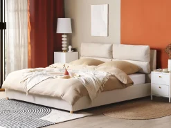 Outlet Łóżko z pojemnikiem BATILLY Welur Jasno 180 x 200 cm Łóżka Tapicerowane|Łóżka Podwójne