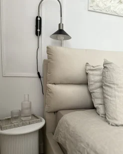 Outlet Łóżko z pojemnikiem BATILLY Welur Jasno 180 x 200 cm Łóżka Tapicerowane|Łóżka Podwójne