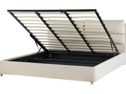 Outlet Łóżko z pojemnikiem BATILLY Welur Jasno 180 x 200 cm Łóżka Tapicerowane|Łóżka Podwójne