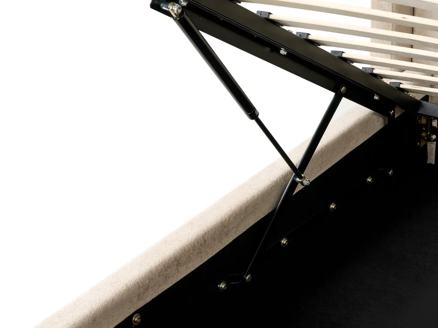 Discount Łóżko z pojemnikiem BERNAY Beżowoszary 180 x 200 cm Łóżka Tapicerowane|Łóżka Podwójne