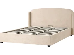 Discount Łóżko z pojemnikiem BERNAY Beżowoszary 180 x 200 cm Łóżka Tapicerowane|Łóżka Podwójne