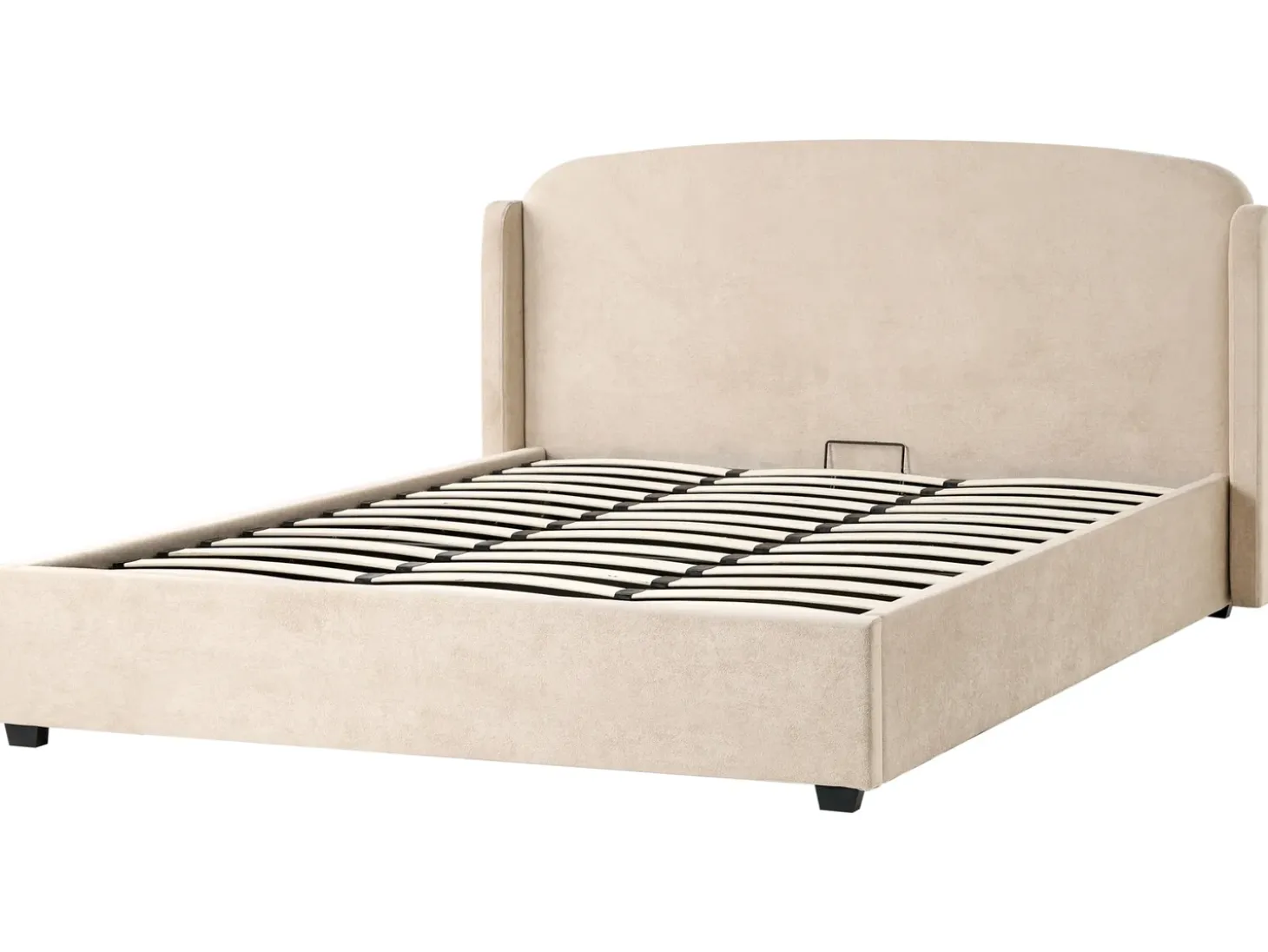 Discount Łóżko z pojemnikiem BERNAY Beżowoszary 180 x 200 cm Łóżka Tapicerowane|Łóżka Podwójne
