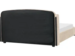 Discount Łóżko z pojemnikiem BERNAY Beżowoszary 180 x 200 cm Łóżka Tapicerowane|Łóżka Podwójne