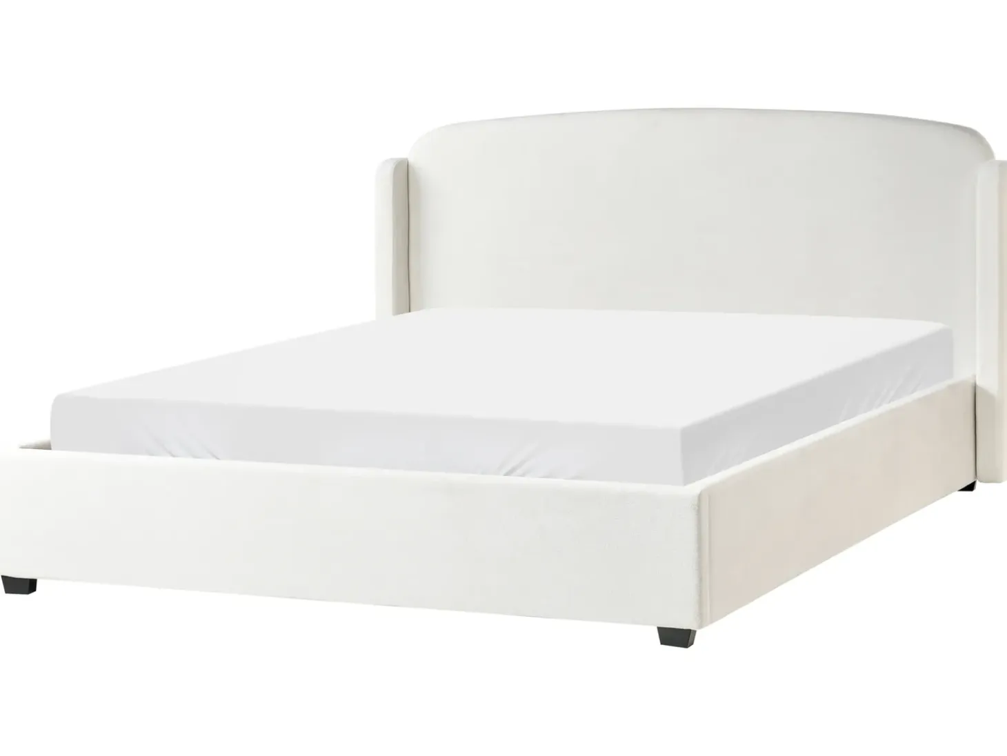 Discount Łóżko z pojemnikiem BERNAY Złamana biel 180 x 200 cm Łóżka Tapicerowane|Łóżka Podwójne