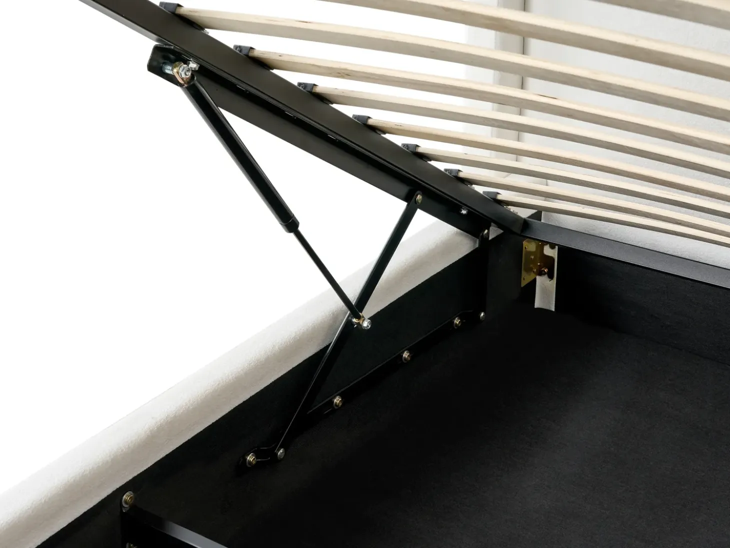 Discount Łóżko z pojemnikiem BERNAY Złamana biel 180 x 200 cm Łóżka Tapicerowane|Łóżka Podwójne