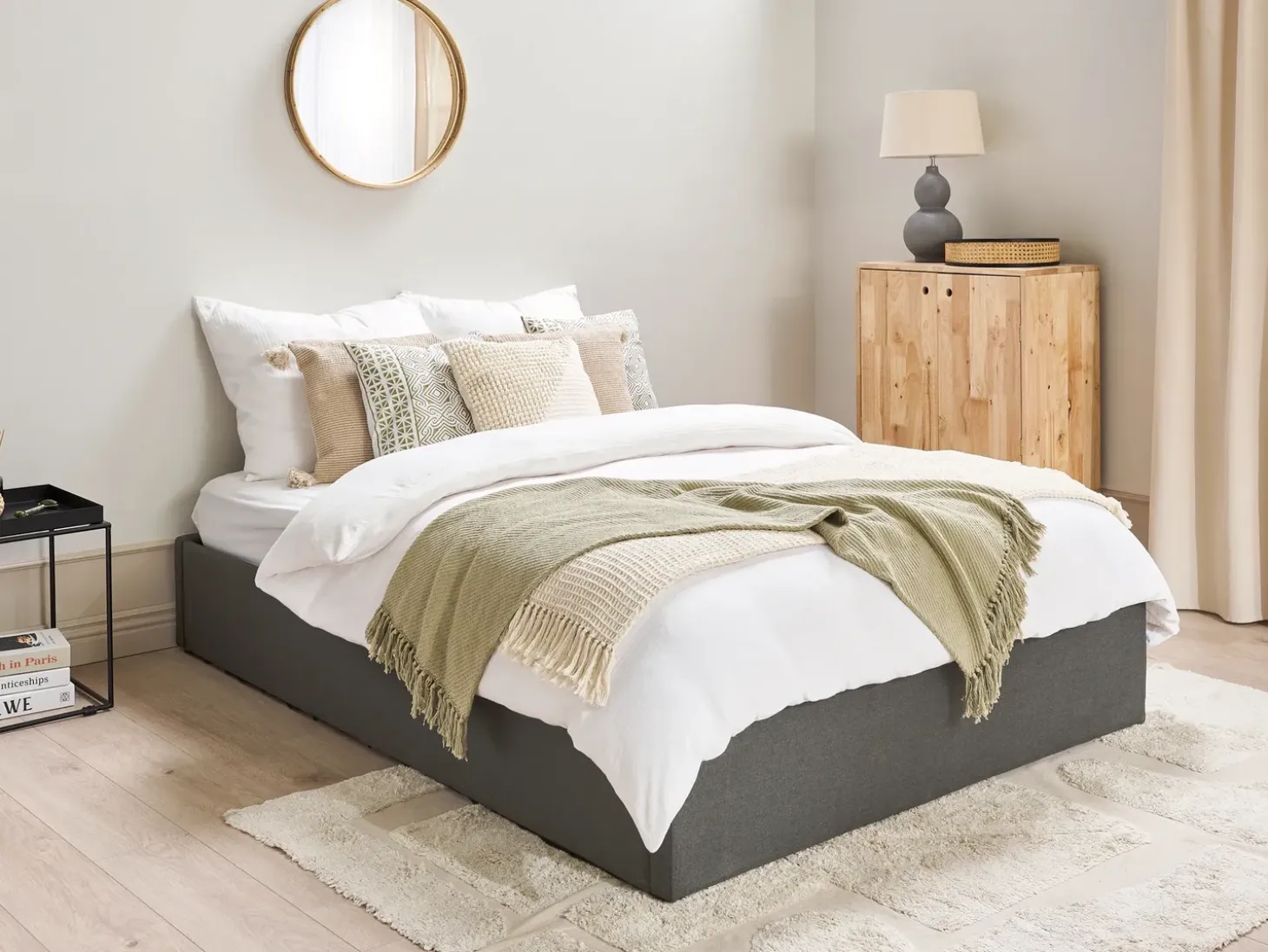 Clearance Łóżko z pojemnikiem bez zagłówka DINAN Ciemno 140 x 200 cm Łóżka Tapicerowane|Łóżka Podwójne