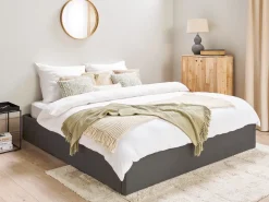 Clearance Łóżko z pojemnikiem bez zagłówka DINAN Ciemno 180 x 200 cm Łóżka Tapicerowane|Łóżka Podwójne