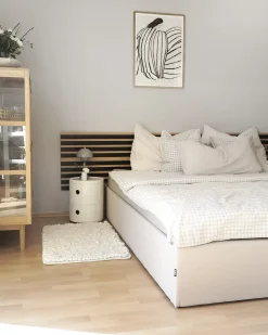 Online Łóżko z pojemnikiem bez zagłówka DINAN Jasno 180 x 200 cm Łóżka Tapicerowane|Łóżka Podwójne