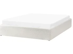 Outlet Łóżko z pojemnikiem bez zagłówka DINAN Boucle Złamana biel 140 x 200 cm Łóżka Tapicerowane|Łóżka Podwójne