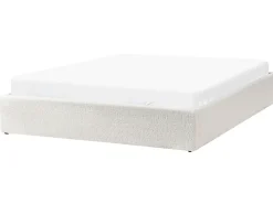 Clearance Łóżko z pojemnikiem bez zagłówka DINAN Boucle Złamana biel 160 x 200 cm Łóżka Tapicerowane|Łóżka Podwójne