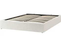 Clearance Łóżko z pojemnikiem bez zagłówka DINAN Boucle Złamana biel 160 x 200 cm Łóżka Tapicerowane|Łóżka Podwójne