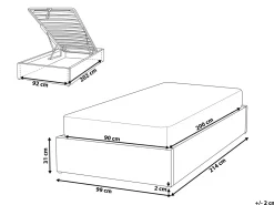 Łóżko z pojemnikiem bez zagłówka DINAN Jasno 90 x 200 cm Łóżka Tapicerowane|Łóżka Z Pojemnikiem