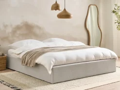 Best Łóżko z pojemnikiem bez zagłówka DINAN Jasno 180 x 200 cm Łóżka Tapicerowane|Łóżka Podwójne