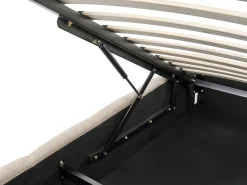 New Łóżko z pojemnikiem bez zagłówka GENAS Jasnobeżowy 180 x 200 cm Łóżka Tapicerowane|Łóżka Podwójne
