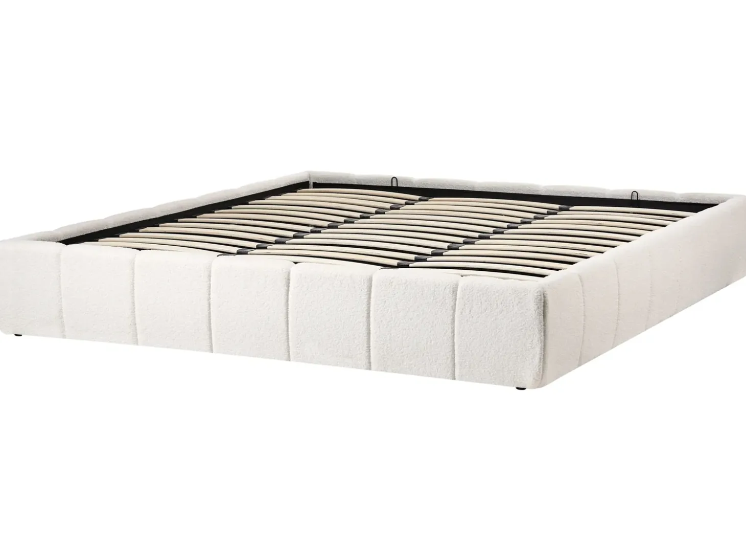 Hot Łóżko z pojemnikiem bez zagłówka GENAS Boucle Złamana biel 180 x 200 cm Łóżka Tapicerowane|Łóżka Podwójne
