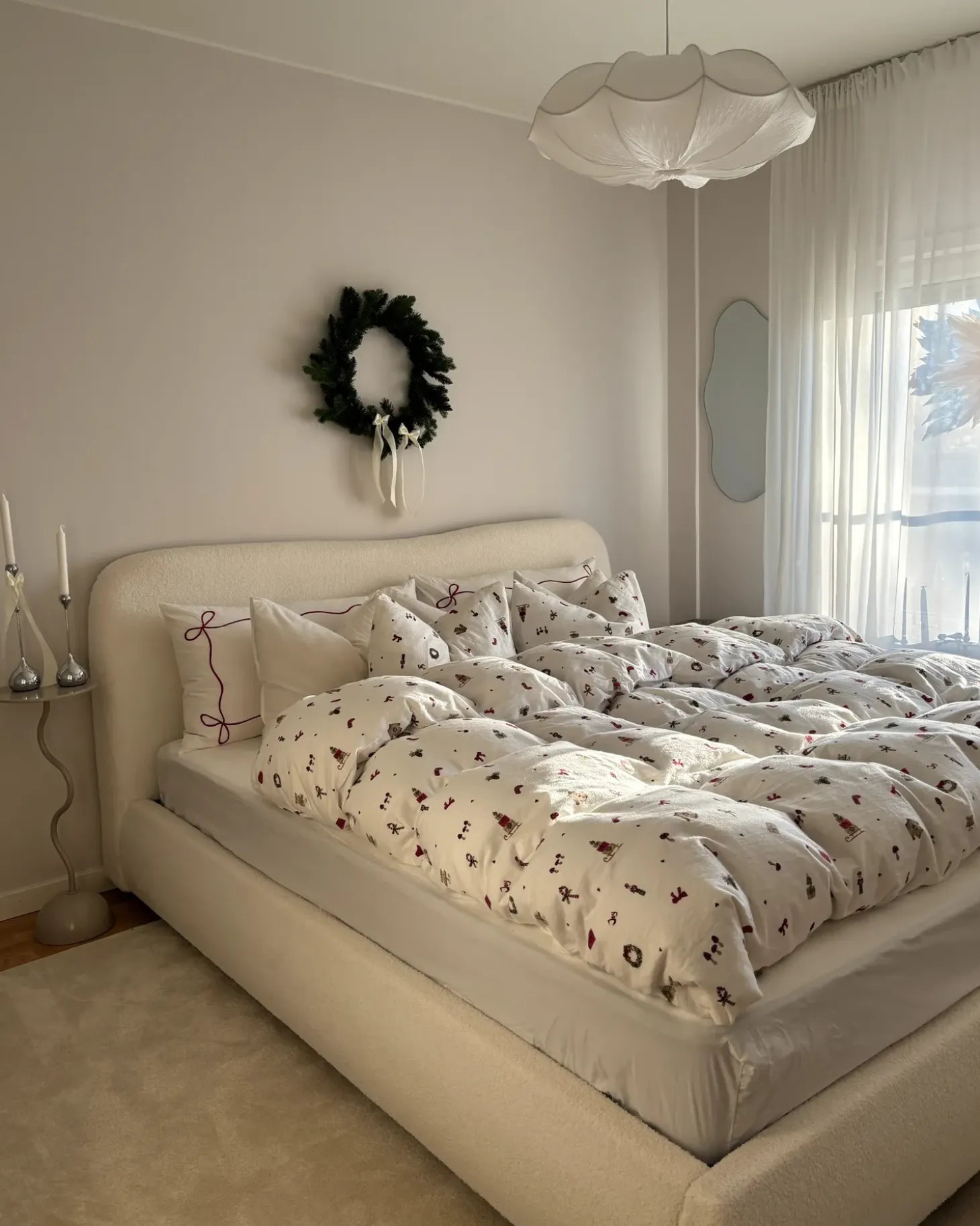 Best Łóżko z pojemnikiem BLAGNAC Boucle Złamana biel 180 x 200 cm Łóżka Tapicerowane|Łóżka Podwójne
