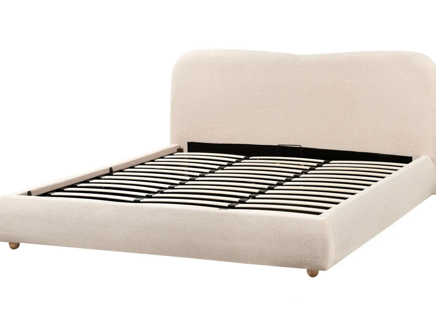 Clearance Łóżko z pojemnikiem BLAGNAC Boucle Jasno 180 x 200 cm Łóżka Tapicerowane|Łóżka Podwójne