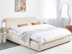 Clearance Łóżko z pojemnikiem BLAGNAC Boucle Jasno 180 x 200 cm Łóżka Tapicerowane|Łóżka Podwójne
