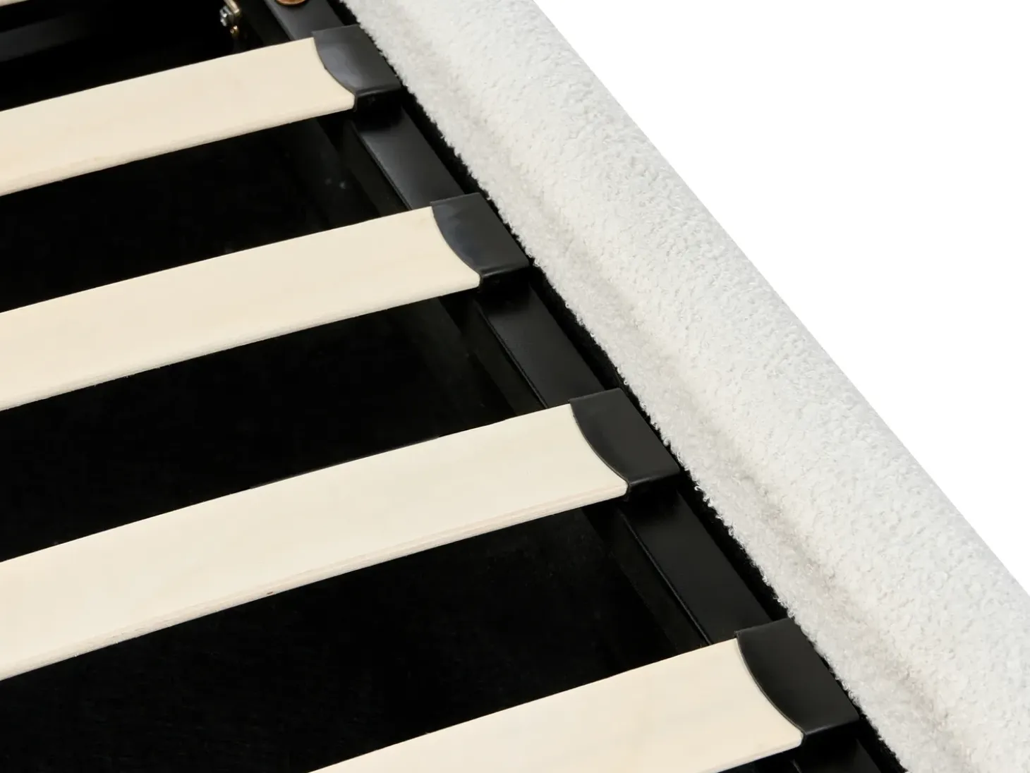 Clearance Łóżko z pojemnikiem BLAGNAC Boucle Złamana biel 90 x 200 cm Łóżka Tapicerowane|Łóżka Z Pojemnikiem