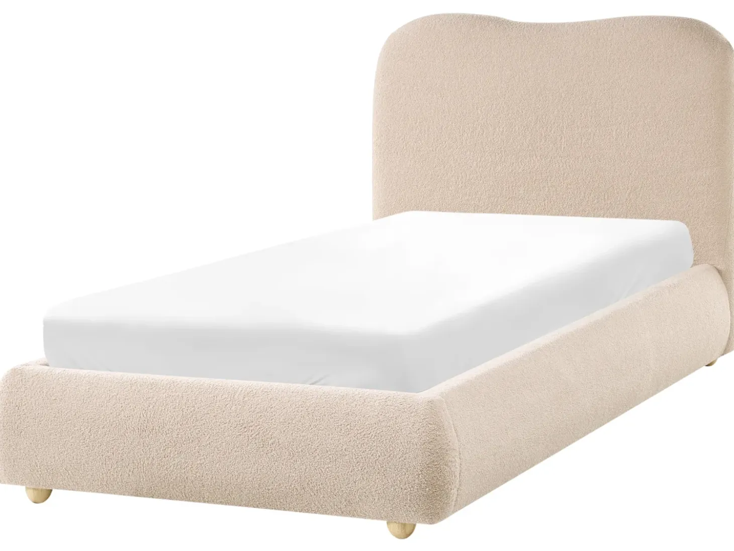 Discount Łóżko z pojemnikiem BLAGNAC Boucle Beżowy 90 x 200 cm Łóżka Tapicerowane|Łóżka Z Pojemnikiem