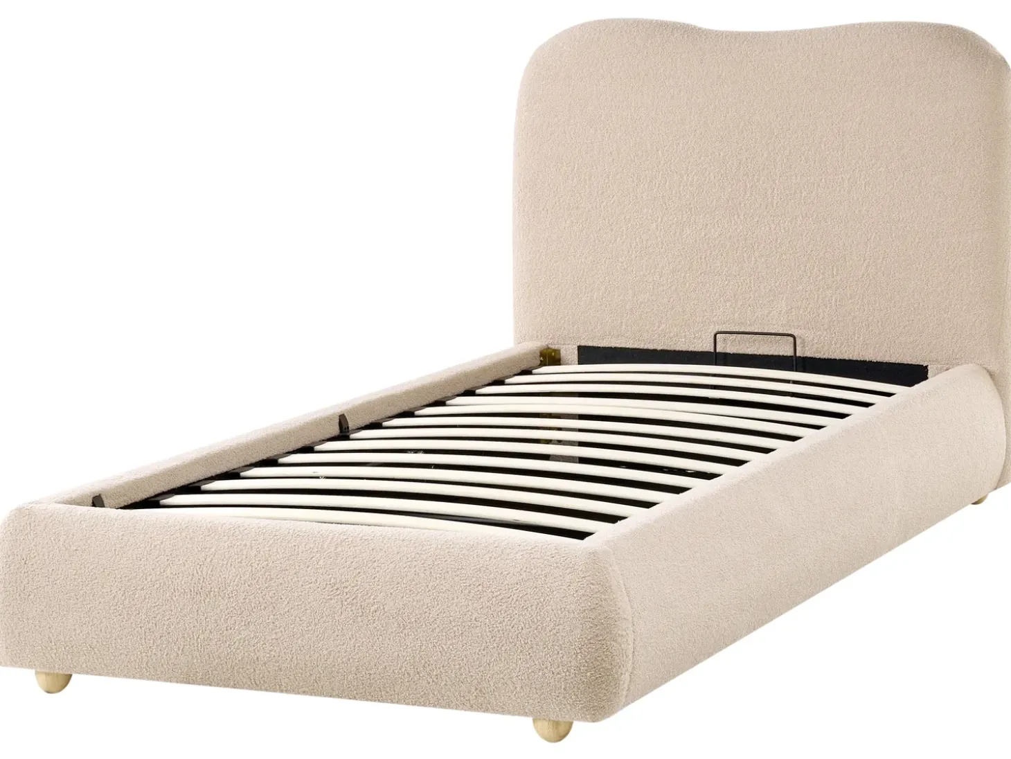 Discount Łóżko z pojemnikiem BLAGNAC Boucle Beżowy 90 x 200 cm Łóżka Tapicerowane|Łóżka Z Pojemnikiem
