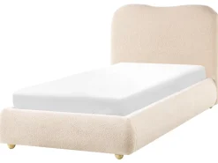 Discount Łóżko z pojemnikiem BLAGNAC Boucle Jasnobeżowy 90 x 200 cm Łóżka Tapicerowane|Łóżka Z Pojemnikiem