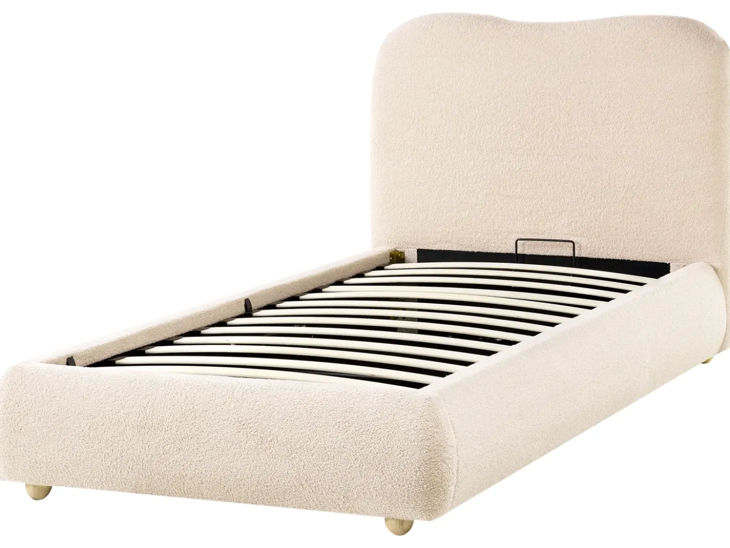Discount Łóżko z pojemnikiem BLAGNAC Boucle Jasnobeżowy 90 x 200 cm Łóżka Tapicerowane|Łóżka Z Pojemnikiem