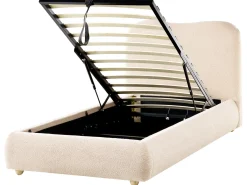 Discount Łóżko z pojemnikiem BLAGNAC Boucle Jasnobeżowy 90 x 200 cm Łóżka Tapicerowane|Łóżka Z Pojemnikiem