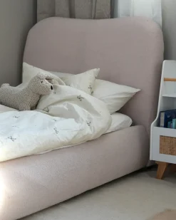 Discount Łóżko z pojemnikiem BLAGNAC Boucle Jasnobeżowy 90 x 200 cm Łóżka Tapicerowane|Łóżka Z Pojemnikiem