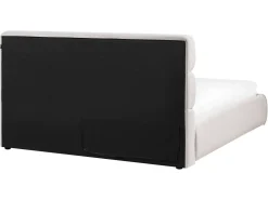 Best Łóżko z pojemnikiem BONIFACIO Len syntetyczny Szary 160 x 200 cm Łóżka Tapicerowane|Łóżka Podwójne