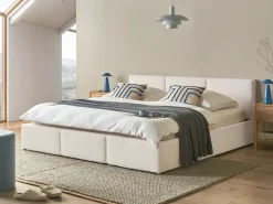 Online Łóżko z pojemnikiem BOUSSE Boucle Złamana biel 180 x 200 cm Łóżka Tapicerowane|Łóżka Podwójne