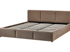 Online Łóżko z pojemnikiem BOUSSE Boucle Beżowoszary 180 x 200 cm Łóżka Tapicerowane|Łóżka Podwójne