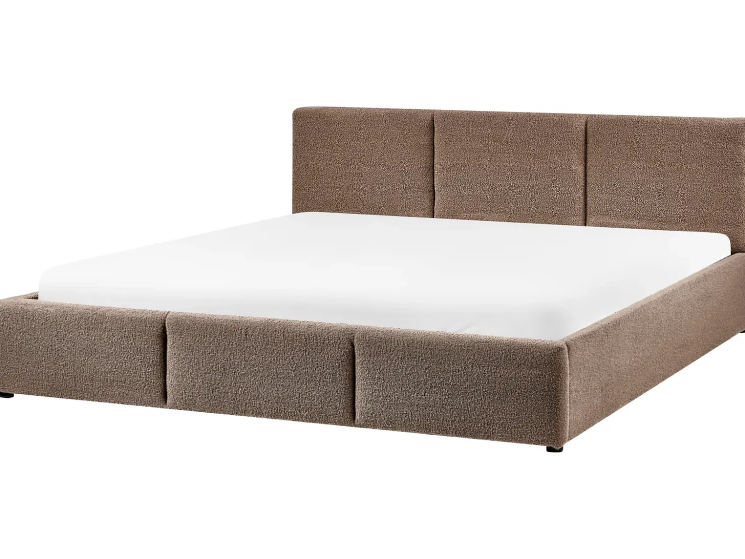 Online Łóżko z pojemnikiem BOUSSE Boucle Beżowoszary 180 x 200 cm Łóżka Tapicerowane|Łóżka Podwójne